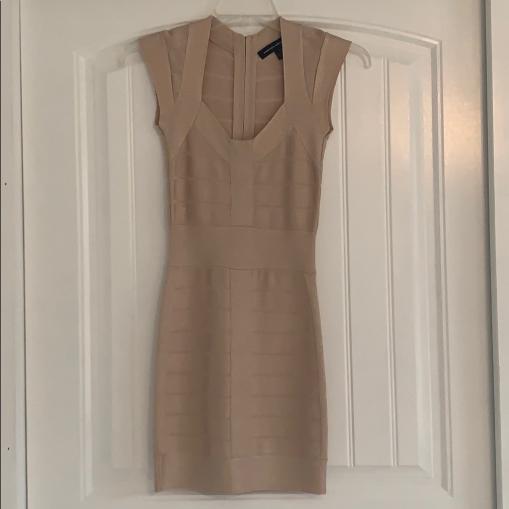 French Connection Beige Bandage Sheath Dress
